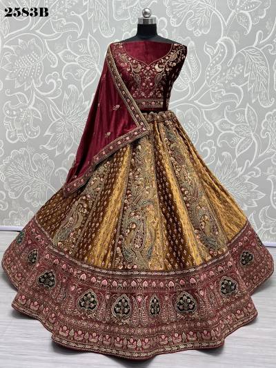 D.NO. 2583A & 2583B BY ANJANI ART FANCY EMBROIDERY LEHENGA CHOLI EXPORTER IN INDIA